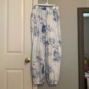 ROMWE Blue and White Tie Dye Joggers